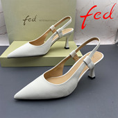 fed 艾芙伊迪撤柜牛皮断码 女鞋 正品 细跟高跟尖头包头真皮后空凉鞋