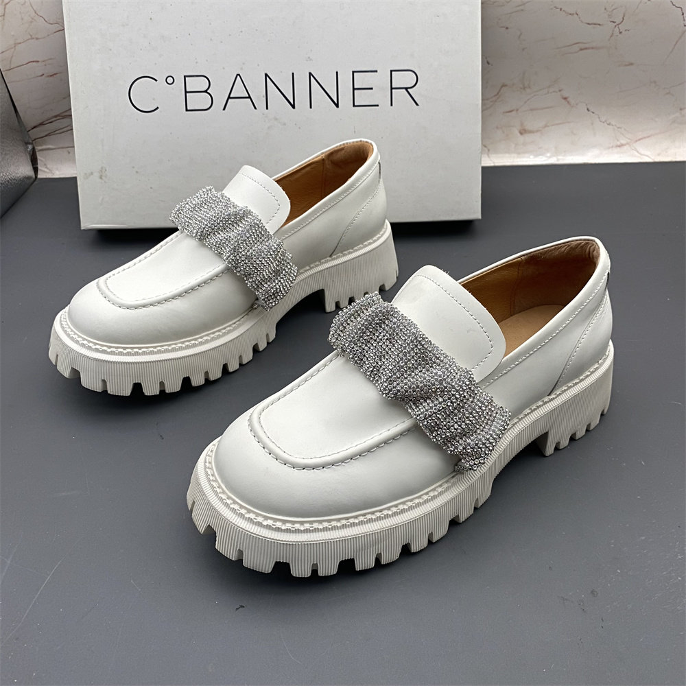 C.BANNER千百度撤柜牛皮女鞋真皮平跟圆头中口气质时尚水钻乐福鞋,女鞋,乐福鞋（豆豆鞋）,淘宝优惠券,粉丝福利购,淘宝优惠卷