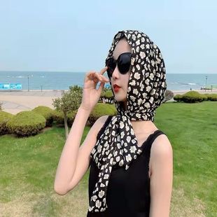 抖音同款纱巾新款头套缎面飘带帽套头回族盖头夏休闲包头长巾爆款