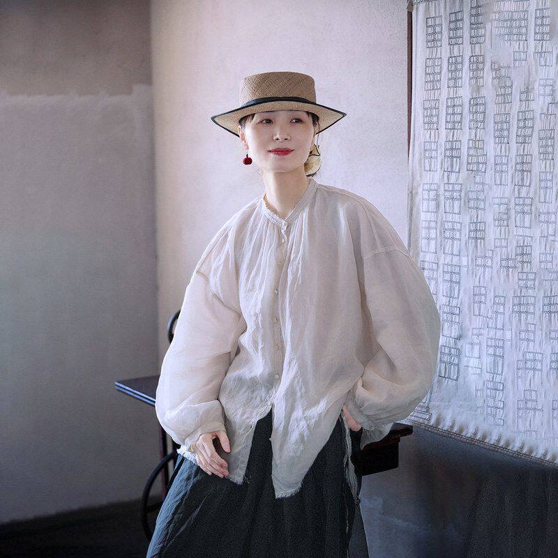 感大杂想清爽轻薄中式苎麻夏款衬衫【】色奶酪防透凉感