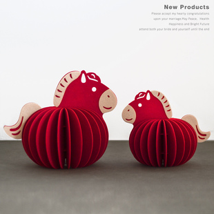 2026马年布艺生肖新年镇宅摆件装饰布置新中式春节过年乔迁礼物