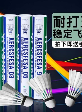 正品官方尤克斯羽毛球耐打as9鹅毛AS05比赛03训练YY02室内12只装