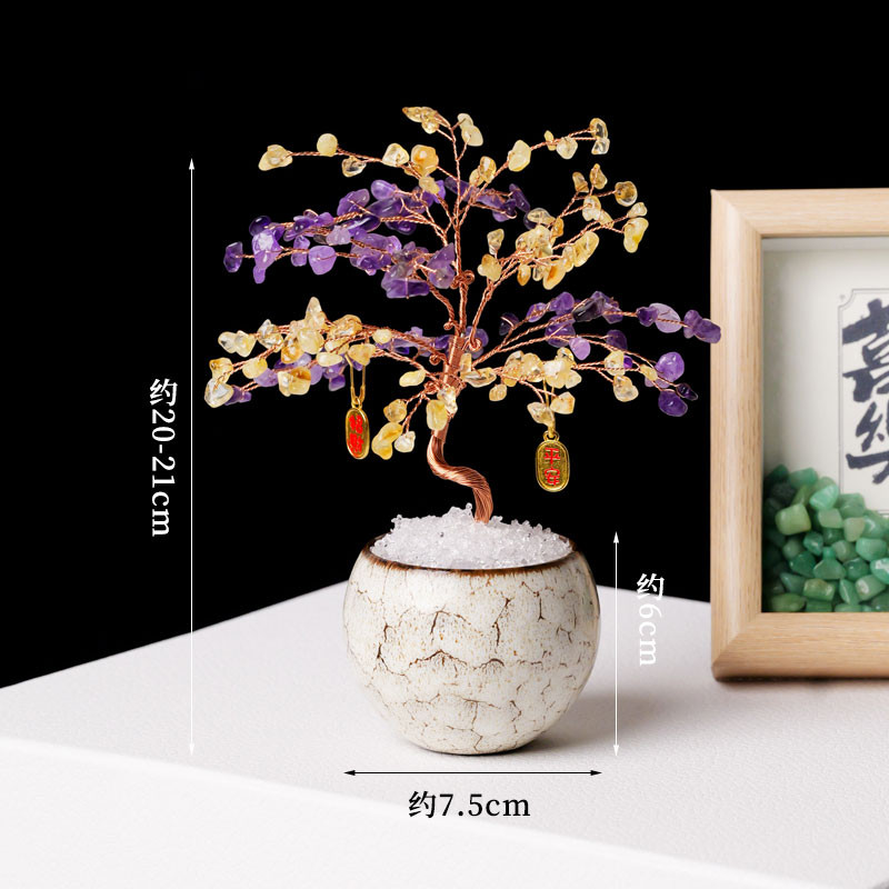 天然水晶发财树桌面摆件手工装饰品办公室桌面装饰品招财,家居饰品,桌面摆件,淘宝优惠券,粉丝福利购,淘宝优惠卷