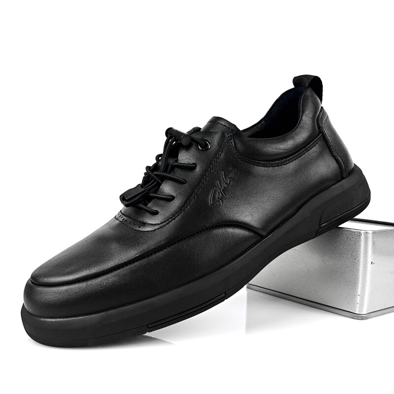 沙驰男鞋真皮商务休闲鞋英伦风正装一脚蹬乐福鞋软底透气运动板鞋