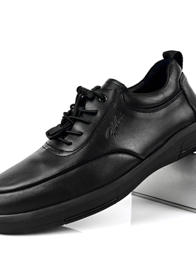 沙驰男鞋真皮商务休闲鞋英伦风正装一脚蹬乐福鞋软底透气运动板鞋