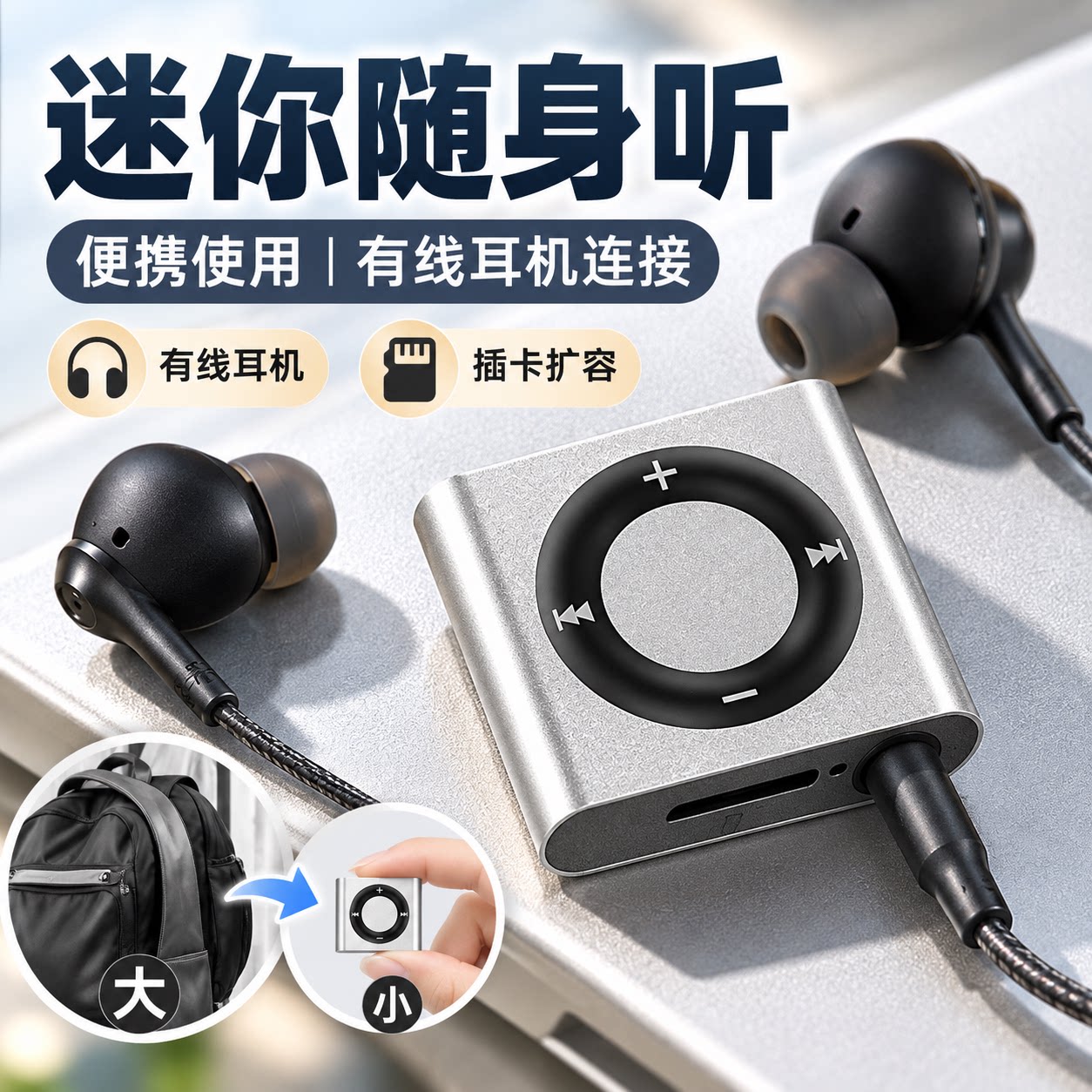 MP3听歌专用迷你便携式外放MP3音乐小巧金属神器小型听力