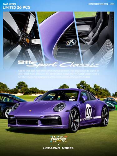 High-key Locarno 1/43 Porsche 911（992） Sport Classic
