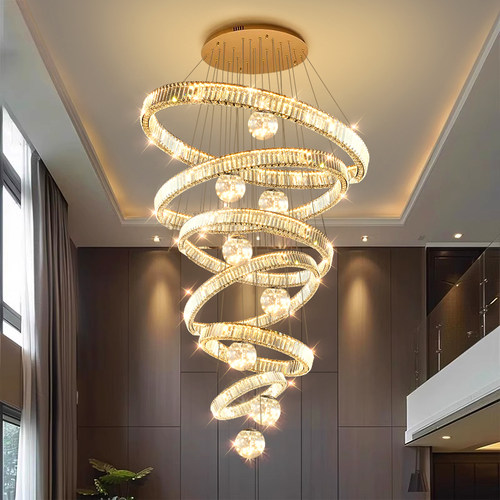 别墅挑空客厅灯轻奢复式楼水晶灯