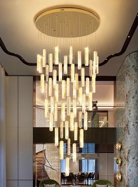 客厅挑空大吊灯楼梯吊灯复式楼别墅水晶长吊灯loft公寓中楼吊灯