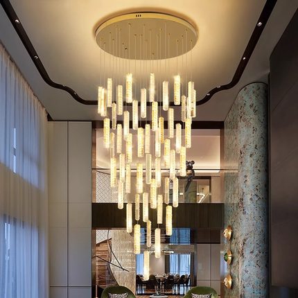 客厅挑空大吊灯楼梯吊灯复式楼别墅水晶长吊灯loft公寓中楼吊灯