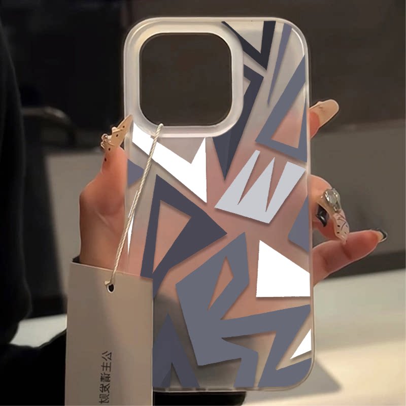 几何图案磨砂适用苹果17promax手机壳软壳iPhone16/15卡通14女13简约11pro小米X大孔XR透明7不规则8p情侣华为