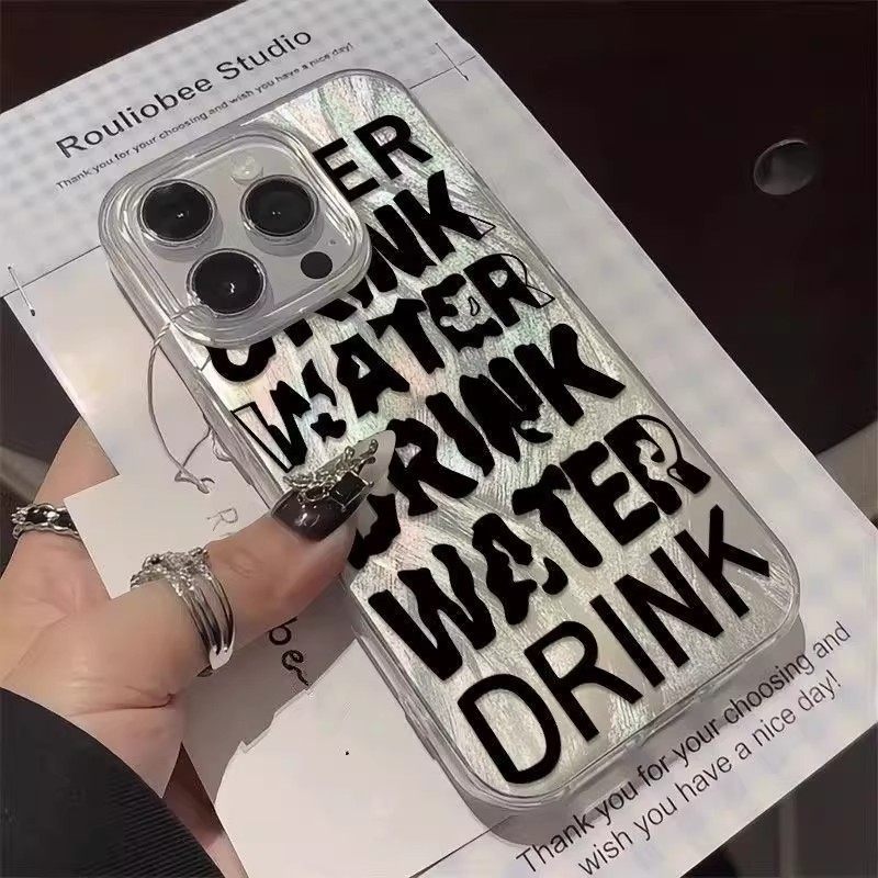 英文镂空字母适用苹果17promax16pro手机壳15/14MD羽纱13女12简约11pro可爱X/XR小米7/8plus华为6plus荣耀