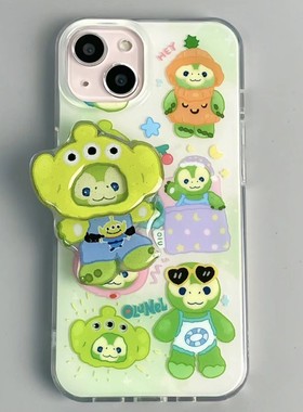 绿色头套小乌龟适用苹果17promax手机壳可爱16/15卡通14女13简约11pro防摔X/XR趣味7/8plus情侣6plus大孔
