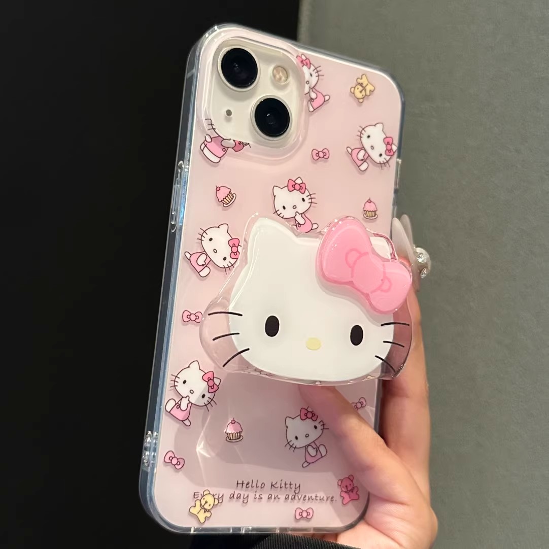 满屏粉蝴蝶结KT猫白色IMD苹果壳