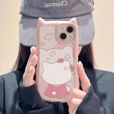 粉色背影KT猫猫耳朵二合一苹果壳