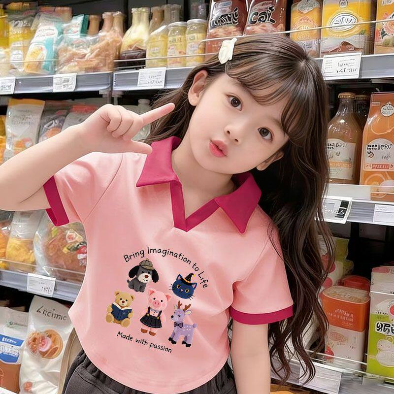 女童夏季polo衫翻领打底衫女孩纯棉衣服中小童短袖T恤上衣韩版潮
