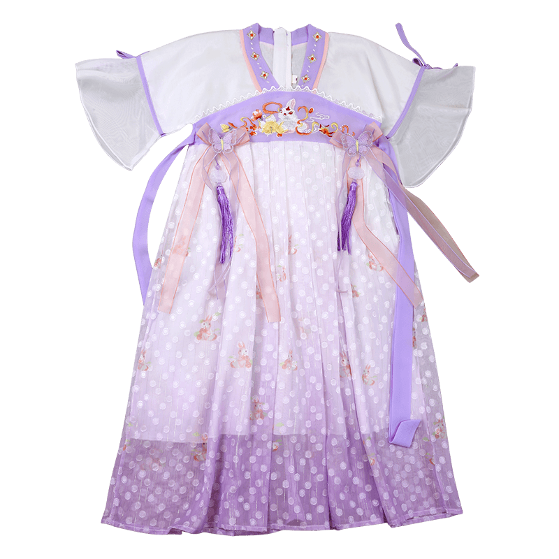 新款儿童裙子汉服国潮连衣裙女生夏季透气舒适衣服女孩中长雪纺裙