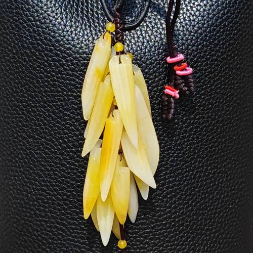 包包辣椒挂件橙黄小辣椒云南天然黄龙玉老料车挂吊坠玉石饰品高档