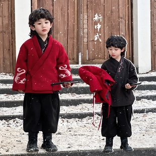 童装年服2023冬季新款中式刺绣羽绒外套加厚保暖唐装汉服国风上衣