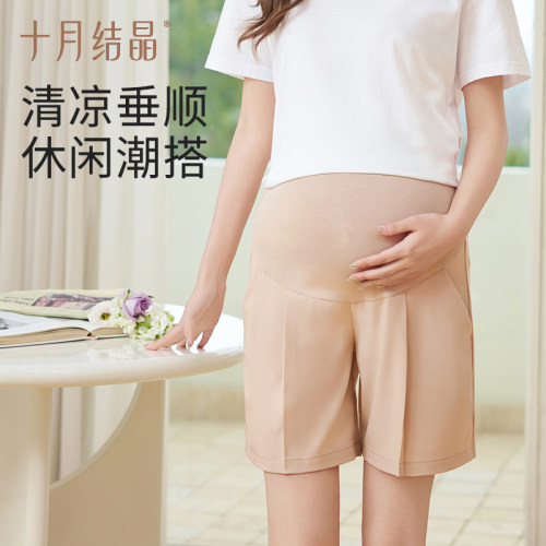 十月结晶2024冰丝孕妇打底裤短裤