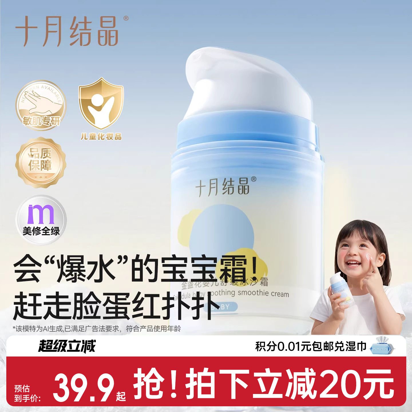 ʮ�½ᾧ�ļ�Ӥ����յ����ɳ��˪��1ƿ��Ӥ���滺��ɳ˪50g  33.9Ԫ