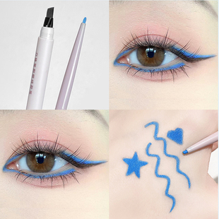 自带刀锋刷的眼线胶笔~彩色眼线笔 蓝色红棕色自然持久防水防汗女