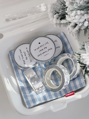 银色星星手帐胶带手帐素材不干胶胶带