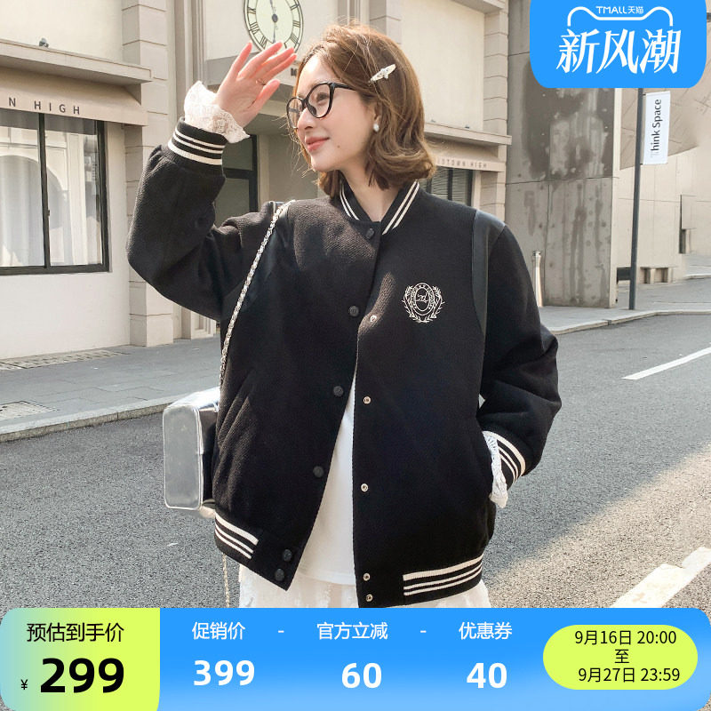 鸭鸭短款棒球领轻薄羽绒服女