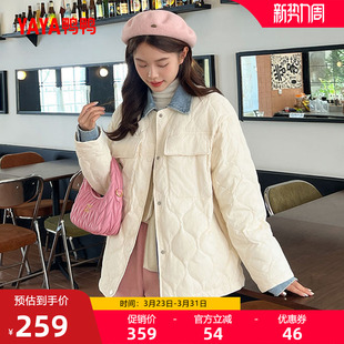 时尚 鸭鸭轻薄羽绒服女士2025冬季 韩版 短款 拼接保暖鸭绒外套Y 新品
