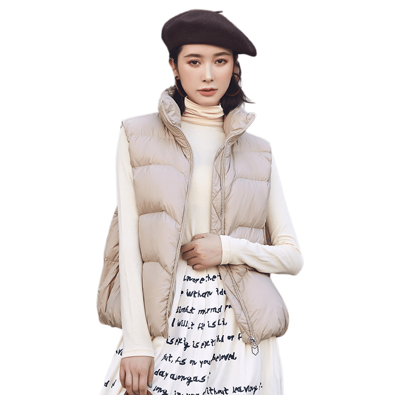 鸭鸭羽绒服马甲女士2024冬季新品立领短款90鸭绒蓬松保暖马夹外套