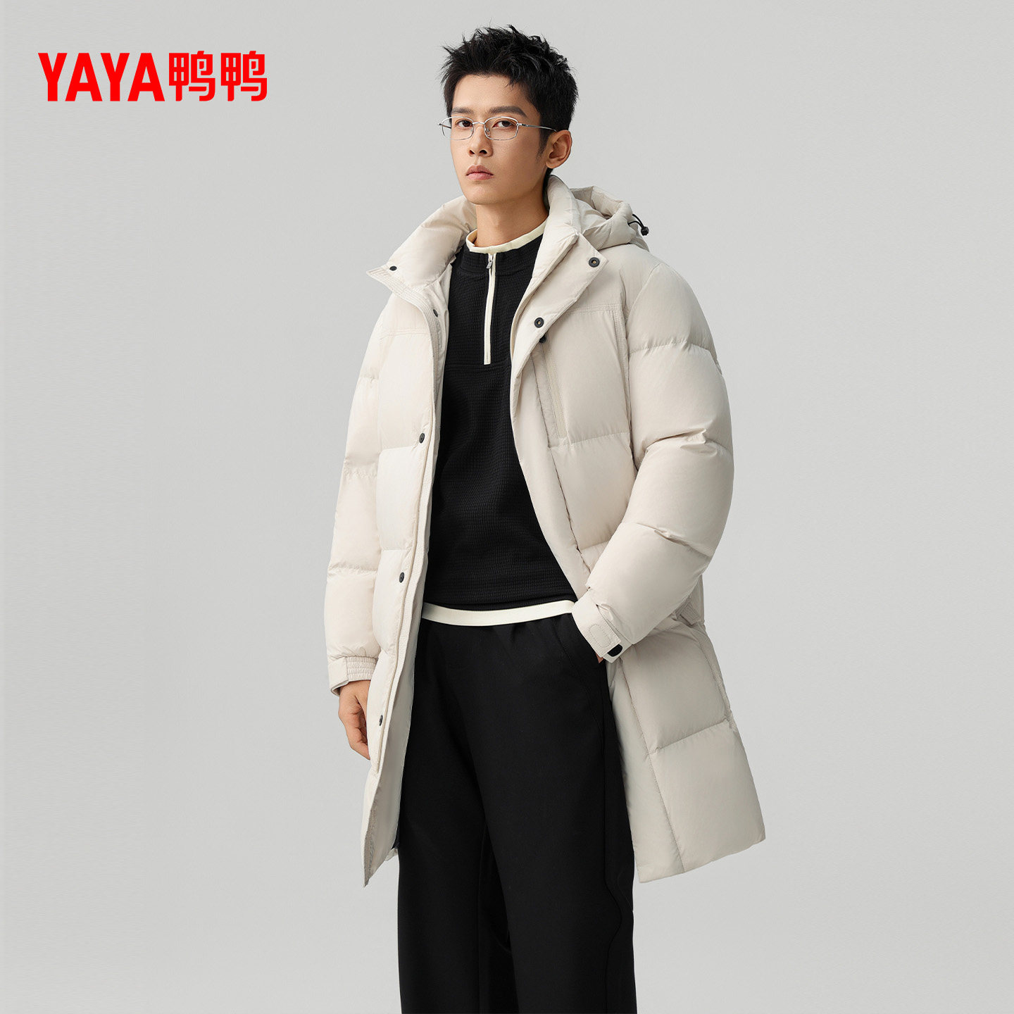 鸭鸭羽绒服男2025冬季新款中长款时尚休闲简约连帽加厚保暖外套M,男装,羽绒服,淘宝优惠券,粉丝福利购,淘宝优惠卷