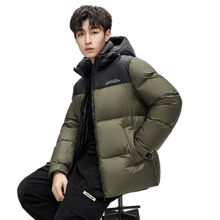 鸭鸭羽绒服男2025秋冬反季中长款连帽潮流时尚百搭保暖鸭绒外套C
