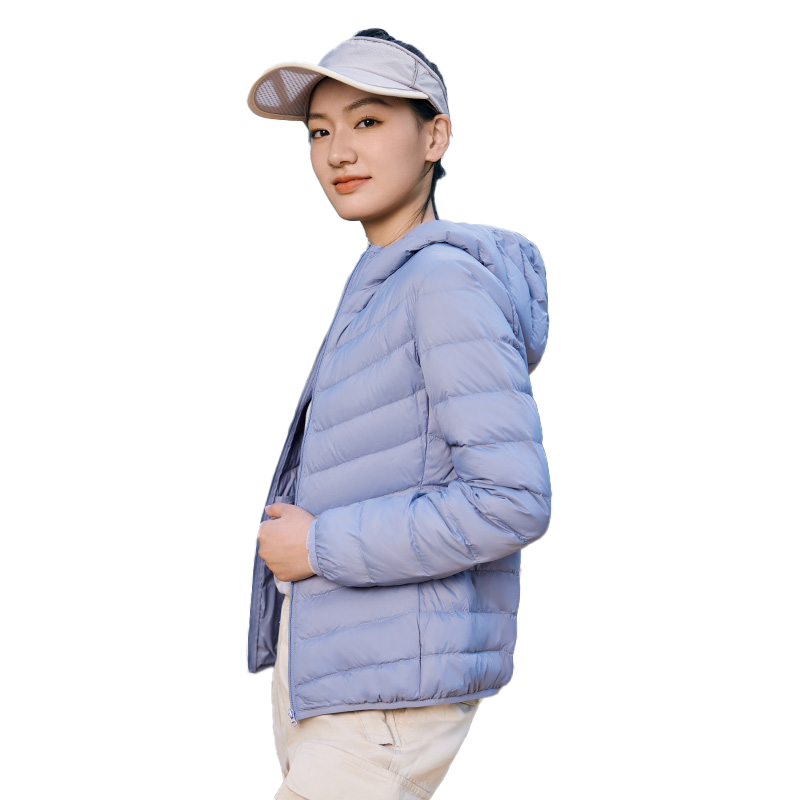 鸭鸭户外露营羽绒服女士2025秋冬反季轻薄短款连帽徒步舒适外套J