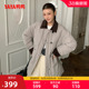 鸭鸭羽绒服女2025秋冬新品 翻领加绒宽松鸭绒外套S 中长款