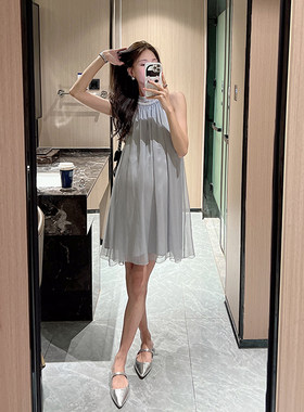 金豆豆夏季真丝质感孕妇小礼服裙