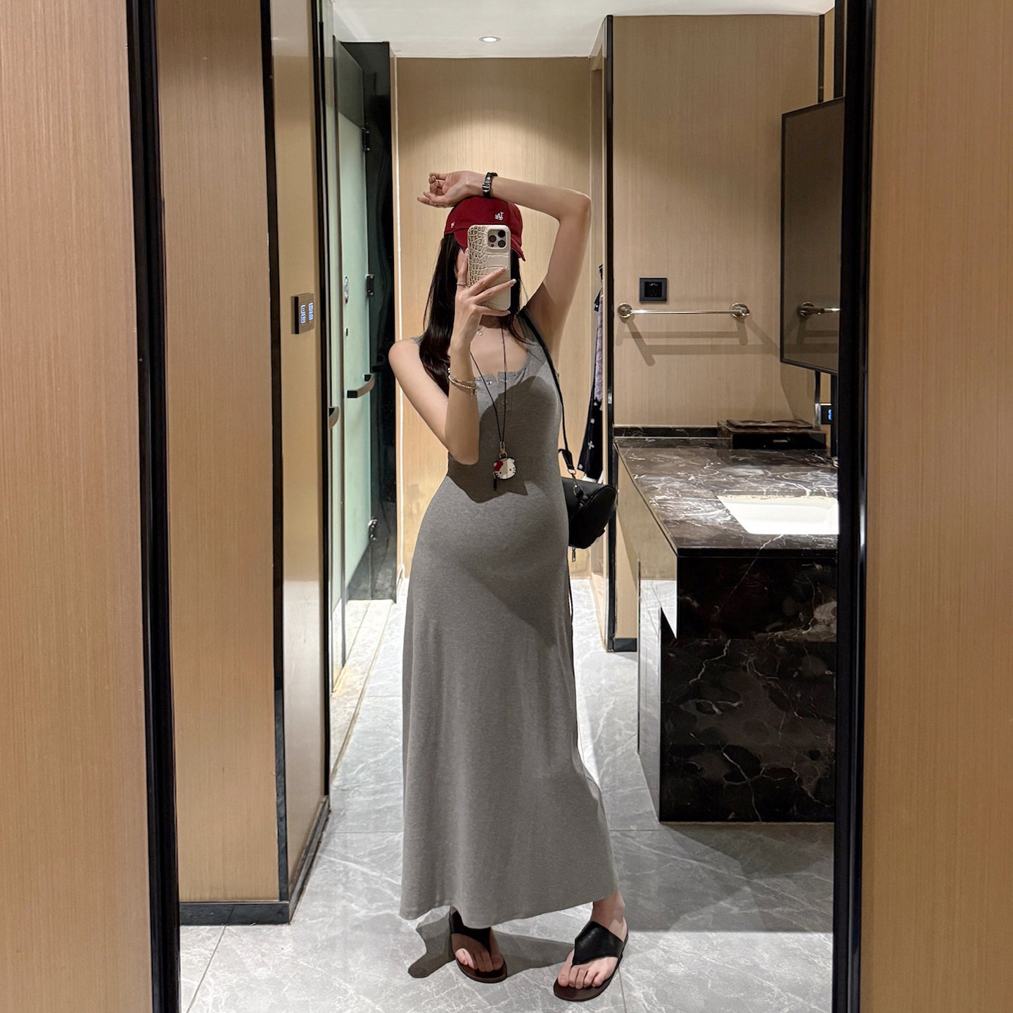 金豆豆纯棉修身孕妇背心连衣裙