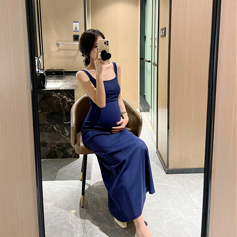 金豆豆夏季显瘦孕妇吊带连衣裙