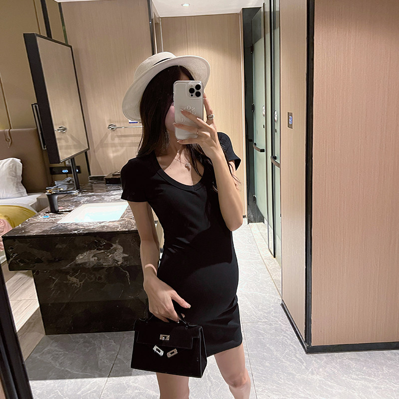 金豆豆夏季孕妇针织显瘦连衣裙