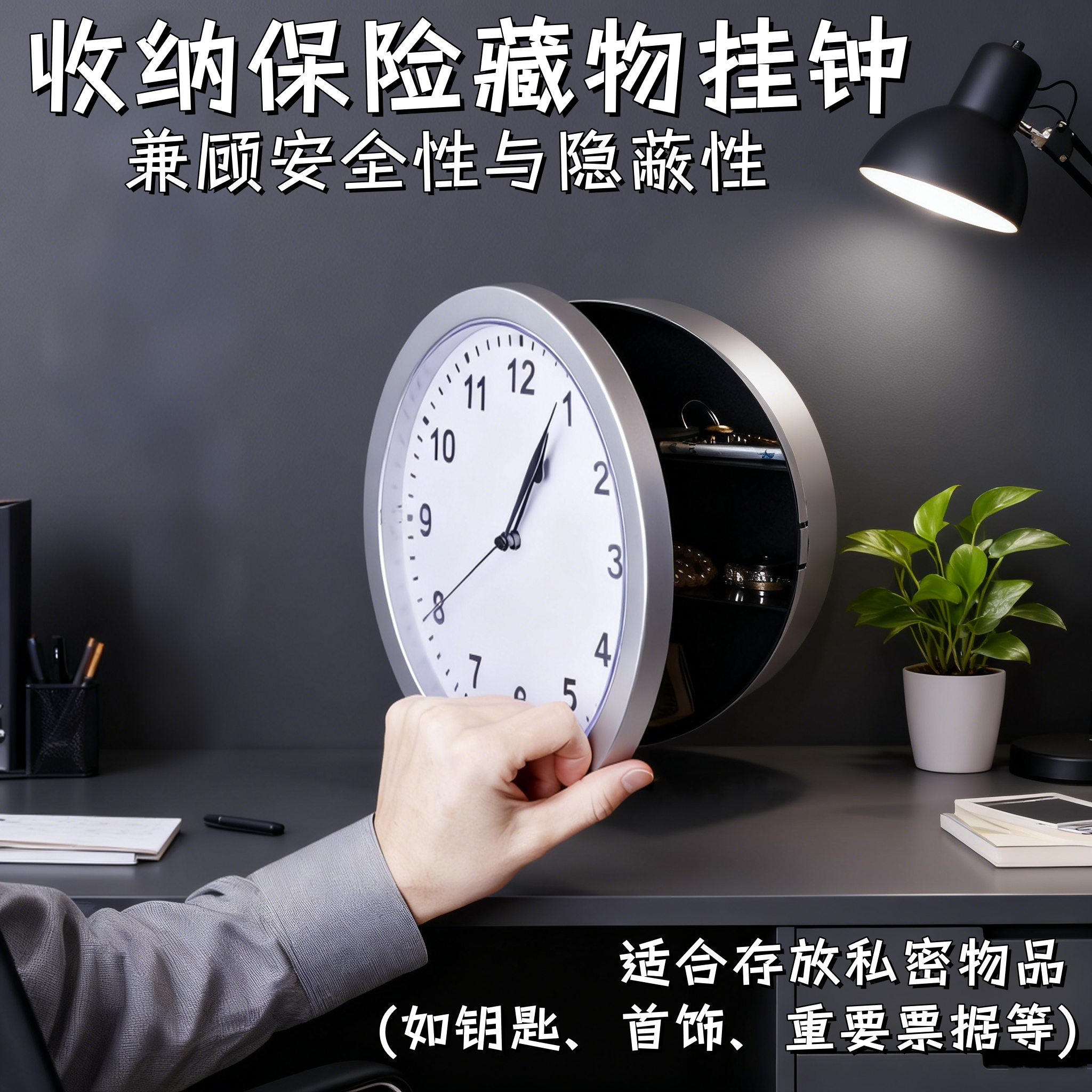 创意藏钱挂钟储收纳盒保险时钟