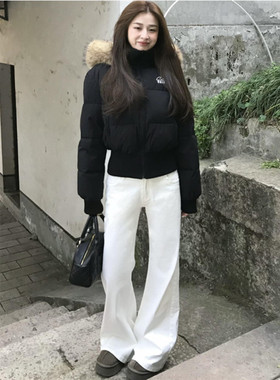 175高个子加长版低腰微喇牛仔裤女秋冬加绒显瘦不贴腿垂感拖地裤