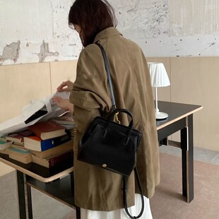 韩版风格秋冬新款ins女包复古轻便背包小众复古黑色双肩包潮手提