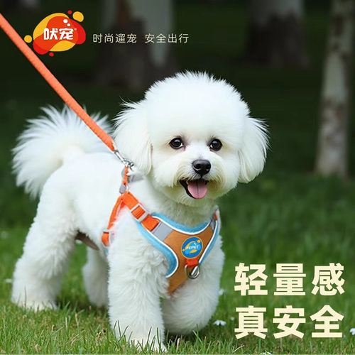 狗狗牵引绳反光胸背带背心式小型犬泰迪柯基比熊遛狗牵引绳狗链子