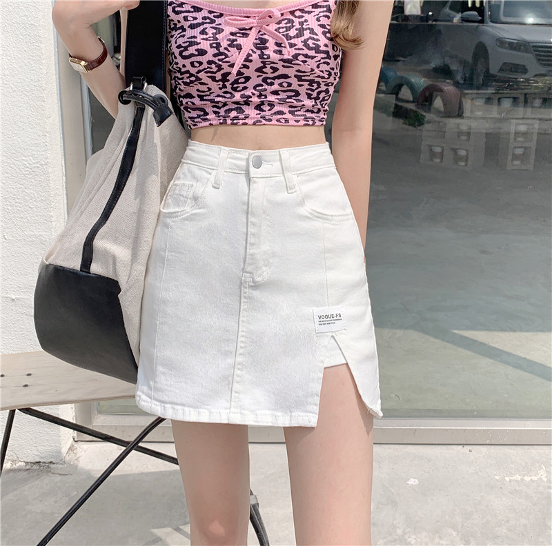 Real shot real price summer three color hot girl BM style split elastic bag hip Denim Short Skirt trouser skirt