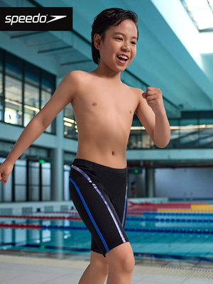 Speedo速比涛儿童泳裤男童五分及膝电气矩阵黑标5.0专业竞速训练