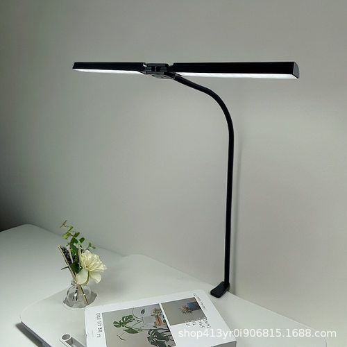 跨境LED台灯桌面办公鹅颈双头夹子台灯可夹式阅读灯电脑屏幕灯