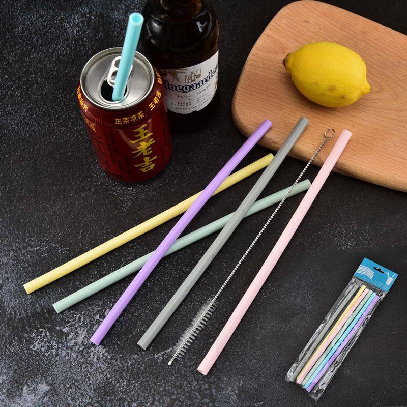 耐高温硅胶吸管套装食品级硅胶饮料果汁吸管可重复使用鸡尾酒吸管