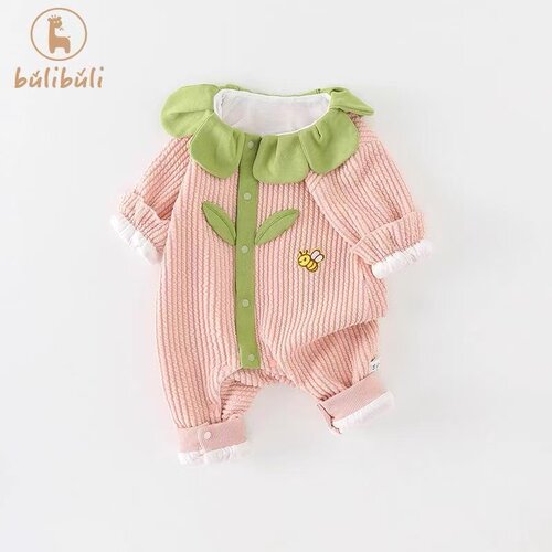 6533绿色花边 双层女宝春秋连体衣