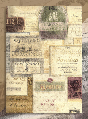 复古葡萄酒庄园20世纪年代感欧洲英画报礼物包装PVC防水包书皮纸