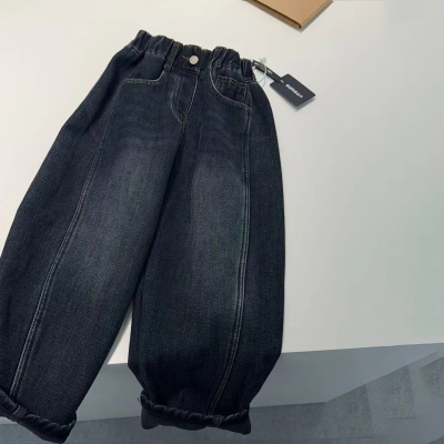 男童加绒加厚牛仔裤宽松阔腿裤