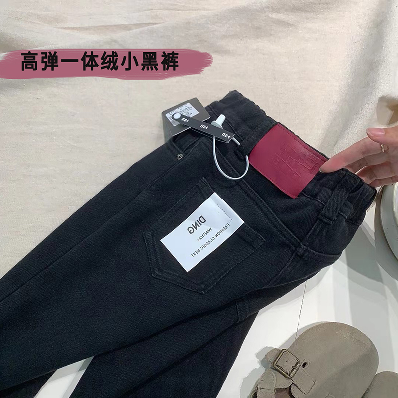 儿童加绒烟管裤直筒厚裤